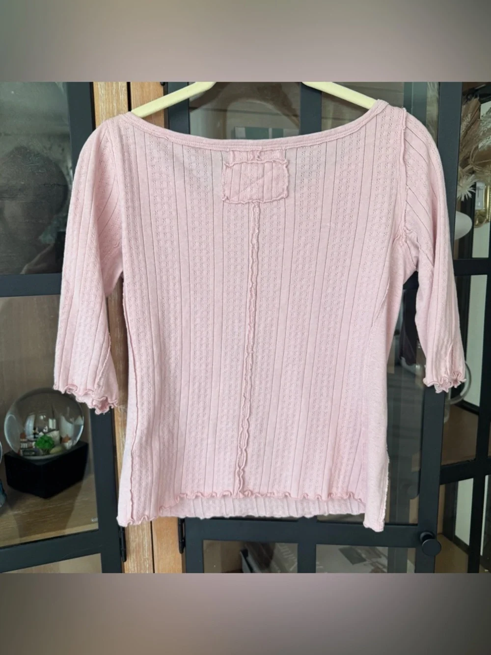 We The Free pointelle Sweet and Salty tee blush lettuce hem short sleeve